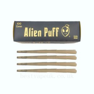 100 Alien Puff Black & Gold 1 1-4 Size Pre-Rolled Cones