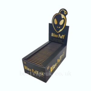 50 Alien Puff Black & Gold 1 1-4 Size Unbleached Brown Rolling Papers