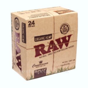 Raw Organic Hemp King Size Slim Paper 24 Sheets + Tips (Connoisseur)