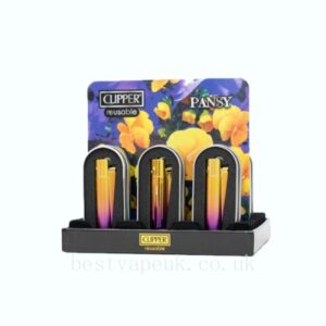 Clipper CMP11RH Metal Large Flint Pansy Lighters 12- CM0S134UKX