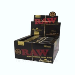 Raw Black Classic King Size Slim Connoisseur Rolling Papers 24 + Tips